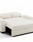 Canapé 3 places convertible en tissu bouclette écru JAMES