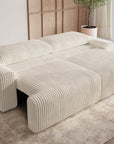 Canapé convertible 3 places avec coffre en velours côtelé épais beige MILO