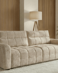 Canapé convertible avec coffre 3 places en velours chiné beige RALYA