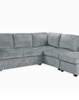 Canapé convertible avec coffre en velours chiné gris BARNEY - Angle droit