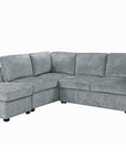 Canapé convertible avec coffre en velours chiné gris BARNEY - Angle gauche