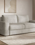 Canapé convertible express 3 places en velours chiné beige AMAURY