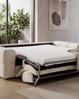 Canapé convertible express 3 places en velours texturé beige BASILE