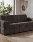 Canapé convertible express 3 places en velours texturé marron BASILE