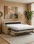 Canapé convertible express 3 places matelas 15 cm en tissu texturé beige ADILIO