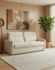 Canapé convertible express 3 places matelas 15 cm en tissu texturé beige ADILIO