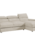 Canapé d'angle convertible avec coffre de rangement en velours chiné beige SAMINA - Angle droit