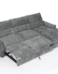 Canapé d'angle convertible avec coffre de rangement en velours chiné gris SAMINA - Angle droit