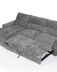 Canapé d'angle convertible avec coffre de rangement en velours chiné gris SAMINA - Angle gauche
