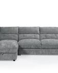 Canapé d'angle convertible avec coffre de rangement en velours chiné gris SAMINA - Angle gauche