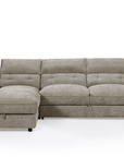 Canapé d'angle convertible avec coffre de rangement en velours chiné taupe SAMINA - Angle gauche