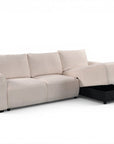 Canapé d'angle convertible avec coffre en tissu bouclette beige MARLA - Angle droit