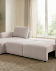 Canapé d'angle convertible avec coffre en tissu bouclette beige MARLA - Angle gauche