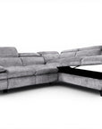 Canapé d'angle convertible avec coffre en velours chiné gris LUFY - Angle droit