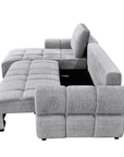 Canapé d'angle convertible avec coffre en velours chiné gris MAHLONE - Angle gauche