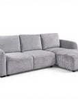 Canapé d'angle convertible avec coffre en velours chiné gris MARLA - Angle droit