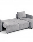 Canapé d'angle convertible avec coffre en velours chiné gris MARLA - Angle droit
