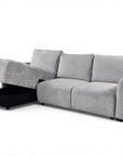 Canapé d'angle convertible avec coffre en velours chiné gris MARLA - Angle gauche