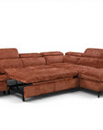 Canapé d'angle convertible avec coffre en velours chiné terracotta LUFY - Angle droit