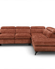 Canapé d'angle convertible avec coffre en velours chiné terracotta LUFY - Angle droit