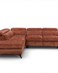 Canapé d'angle convertible avec coffre en velours chiné terracotta LUFY - Angle gauche