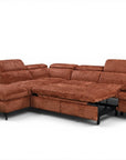 Canapé d'angle convertible avec coffre en velours chiné terracotta LUFY - Angle gauche