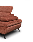 Canapé d'angle convertible avec coffre en velours chiné terracotta LUFY - Angle gauche
