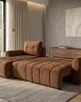 Canapé d'angle convertible avec coffre en velours chiné terracotta MAHLONE - Angle gauche