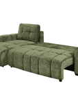 Canapé d'angle convertible avec coffre en velours chiné vert olive MAHLONE - Angle gauche
