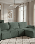 Canapé d'angle convertible et réversible en velours chiné vert olive MYSA