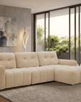 Canapé d'angle en velours tissé beige avec dossier réglable ADONIS - Angle droit