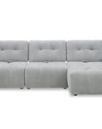 Canapé d'angle en velours tissé gris clair avec dossier réglable ADONIS - Angle droit