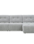 Canapé d'angle en velours tissé gris clair avec dossier réglable ADONIS - Angle droit