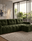 Canapé d'angle en velours tissé vert olive avec dossier réglable ADONIS - Angle droit