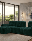 Canapé d'angle en velours tissé vert sapin avec dossier réglable ADONIS - Angle gauche