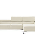 Canapé d'angle fixe avec méridienne en tissu beige KALISTA - Angle Droit