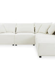 Canapé d'angle fixe modulable avec 1 pouf en tissu effet peau de mouton blanc écru HARLEM XL