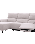 Canapé d’angle relax électrique en tissu beige LUDMILA - Angle gauche