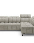 Canapé d'angle relax électrique en velours chiné beige ALVAR - Angle droit