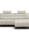 Canapé d’angle relax électrique en velours chiné beige LYANA - Angle droit