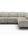 Canapé d'angle relax électrique en velours chiné beige SOLINA - Angle droit
