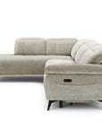 Canapé d'angle relax électrique en velours chiné beige SOLINA - Angle gauche