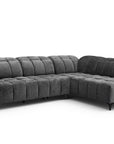 Canapé d'angle relax électrique en velours chiné gris ALVAR - Angle droit