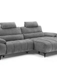 Canapé d’angle relax électrique en velours chiné gris LYANA - Angle droit