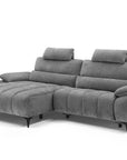 Canapé d’angle relax électrique en velours chiné gris LYANA - Angle gauche