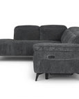 Canapé d'angle relax électrique en velours chiné gris SOLINA - Angle gauche