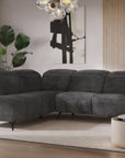 Canapé d'angle relax électrique en velours chiné gris SOLINA - Angle gauche