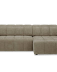 Canapé d'angle relax électrique en velours chiné taupe DANIA -Angle droit