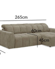 Canapé d'angle relax électrique en velours chiné taupe DANIA -Angle droit