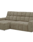 Canapé d'angle relax électrique en velours chiné taupe DANIA -Angle gauche